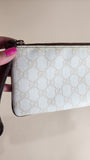 Gucci GG White Canvas Wristlet Clutch  - G0424