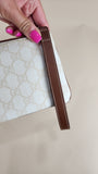 Gucci GG White Canvas Wristlet Clutch  - G0424