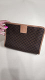 Celine Brown Macadam Canvas Clutch Bag/Cosmetics Pouch - 2549