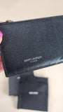 Saint Laurent Black Leather Wallet/Coin Case - 2596