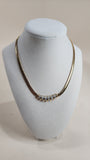 Nina Ricci Gold Tone Thick Necklace w/ Gold & Diamante Pattern - 2576