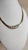 Nina Ricci Gold Tone Thick Necklace w/ Gold & Diamante Pattern - 2576