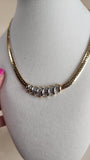 Nina Ricci Gold Tone Thick Necklace w/ Gold & Diamante Pattern - 2576
