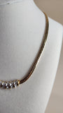 Nina Ricci Gold Tone Thick Necklace w/ Gold & Diamante Pattern - 2576