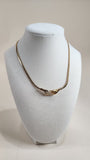 Nina Ricci Gold Tone Thick Necklace w/ Gold & Diamante Wave Pattern - 2590