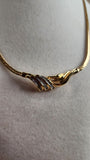 Nina Ricci Gold Tone Thick Necklace w/ Gold & Diamante Wave Pattern - 2590