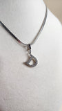 Dior Silver Toned Necklace with Diamante D Pendant - 2564