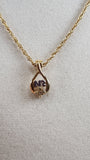 Nina Ricci Gold Tone Necklace w/ Tear Drop Charm - 2591