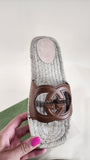 Gucci Brown Leather GG Espadrille Sandals, Size 37 - 1660