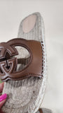 Gucci Brown Leather GG Espadrille Sandals, Size 37 - 1660