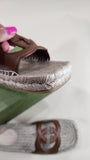 Gucci Brown Leather GG Espadrille Sandals, Size 37 - 1660