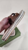 Gucci Brown Leather GG Espadrille Sandals, Size 37 - 1660