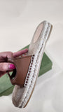 Gucci Brown Leather GG Espadrille Sandals, Size 37 - 1660