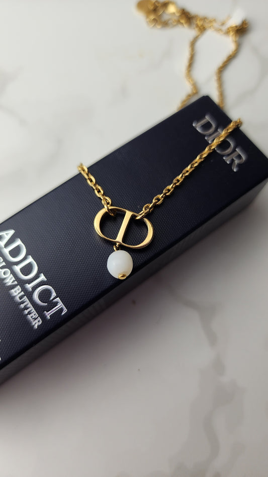 Christian Dior Gold Tone Necklace with CD Logo - 2643