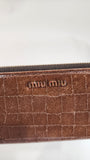 miu miu Tan Patent Leather Crocodile Print Long Zippy Wallet - 1631