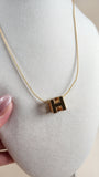 Hermes Cage d'H Gold Tone Cube Necklace - 2639