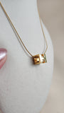 Hermes Cage d'H Gold Tone Cube Necklace - 2639