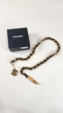 Chanel Black Leather & Gold Tone Chain Metal Belt - 2744