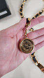 Chanel Black Leather & Gold Tone Chain Metal Belt - 2744