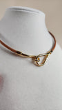 Hermes Brown Leather and Gold Tone Necklace/Bracelet - 2748