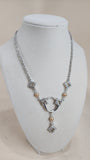 Nina Ricci Silver Tone Geometric Rhinestone & Pearl Necklace - G0954