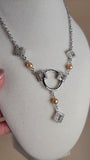 Nina Ricci Silver Tone Geometric Rhinestone & Pearl Necklace - G0954