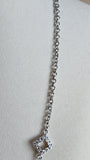 Nina Ricci Silver Tone Geometric Rhinestone & Pearl Necklace - G0954