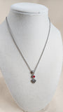 Gucci Sterling Silver Necklace with Ruby Color Stone & Heart Pendant - 2699