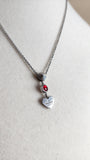 Gucci Sterling Silver Necklace with Ruby Color Stone & Heart Pendant - 2699