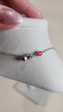 Gucci Sterling Silver Necklace with Ruby Color Stone & Heart Pendant - 2699