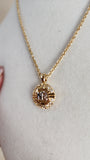 Nina Ricci Gold Tone Chain Necklace w/ Round Rhinestone Charm - 2775