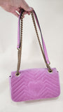 Gucci Marmont Pink Velor w/ Gold Tone Chain Shoulder Bag - 2880