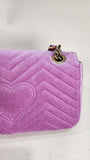 Gucci Marmont Pink Velor w/ Gold Tone Chain Shoulder Bag - 2880