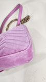 Gucci Marmont Pink Velor w/ Gold Tone Chain Shoulder Bag - 2880
