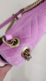 Gucci Marmont Pink Velor w/ Gold Tone Chain Shoulder Bag - 2880
