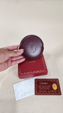 Cartier Burgundy Leather Round Coin Case - 2857