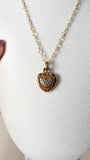 Celine Gold Tone Rhinestone Heart Pendant Necklace - 1726