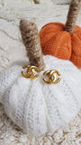 Chanel CC Gold Tone Pierced Earrings - 2900