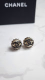 Chanel Silver Tone CC Logo Pearl Earrings - 2877