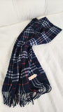 Burberry Vintage Navy Blue Novacheck 100% Cashmere Scarf- 1712