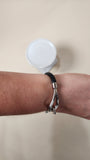 Hermes Black Leather and Silver Tone Bracelet - G0013