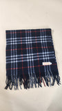 Burberry Vintage Navy Blue Novacheck 100% Cashmere Scarf- 1712