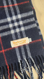Burberry Vintage Navy Blue Novacheck 100% Cashmere Scarf- 1712