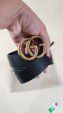 Gucci Interlocking GG Black Leather Belt - G0034