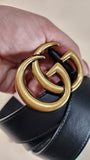 Gucci Interlocking GG Black Leather Belt - G0034