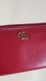 Gucci Red Leather Long Zippy Wallet - G0010