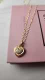 Celine Gold Tone Rhinestone Heart Pendant Necklace - 1726