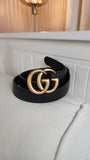 Gucci Interlocking GG Black Leather Belt - G0034
