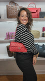 Chanel Matelasse Chain Red Lamb Skin Shoulder Bag - G0065