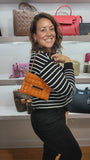 Chanel Orange Patent Leather Chocolate Bar Shoulder Bag - 3000